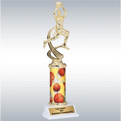 11" Assembled Female Basketball Trophy w/ White Base