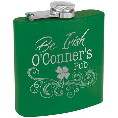 6 Oz. Green Stainless Steel Lasered Flask