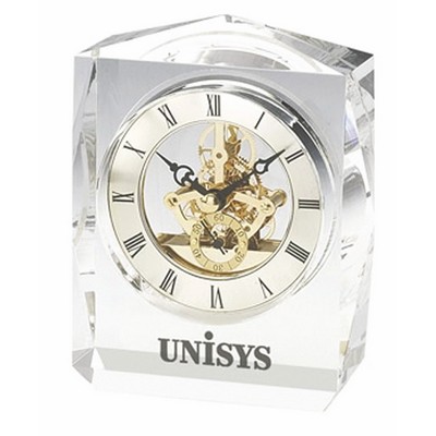 Crystal Trophy Clock w/Gold Accents