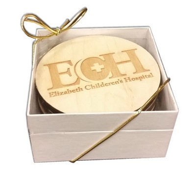 Laser Etched Birch Wood Coaster Set of 4