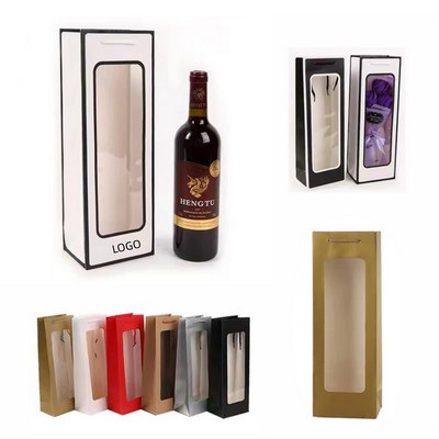 Clear Window Wine Gift Bags for Wine Bottles