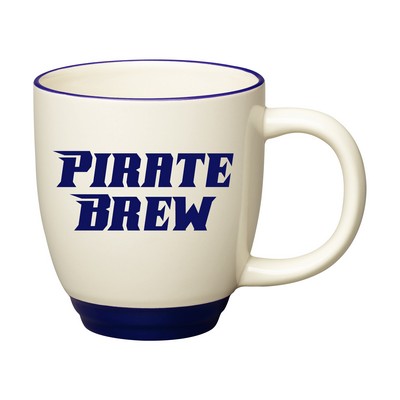 14 oz. Almond with Cobalt Blue Lip and Base Accent Bistro Mug