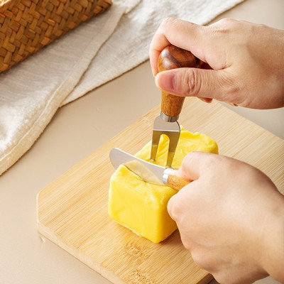 Butter & Cheese Knives Set with Wood Handle