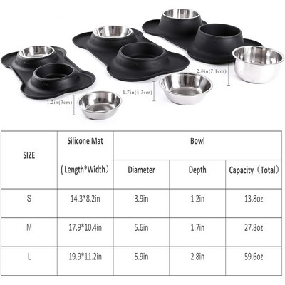 Stainless Steel Dog Bowl with Silicone Mat
