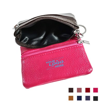 PU Leather Coin Purse w/Key Ring