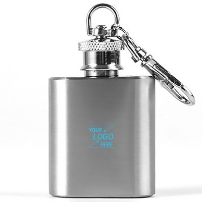 1 Oz. Stainless Steel Mini Flask w/Keychain
