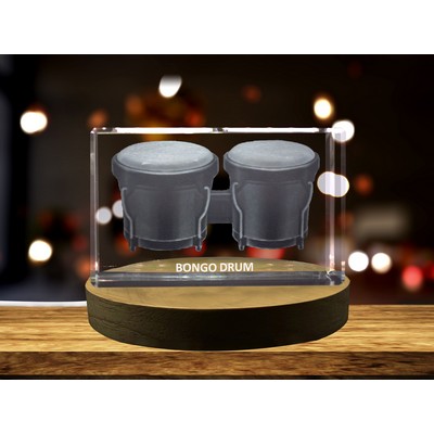 Bongo Drums 3D Engraved Crystal Trophy