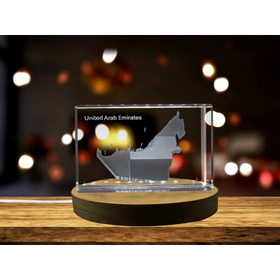 United Arab Emirates 3D Engraved Crystal Award w/LED Base