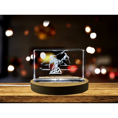 Harmonious Duet - 3D Engraved Crystal Tribute - Pianist and Bass Player