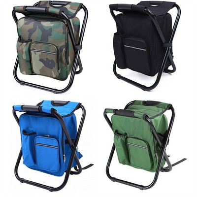 Foldable Fishing Stool Cooler Storage Backpack