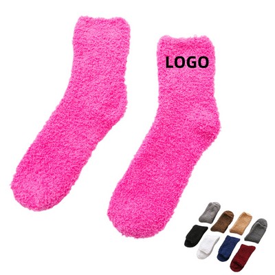 Plush Socks Featuring Woven Patch Detail