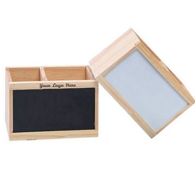 Wooden Pen Holder w/Whiteboard & Chalkboard
