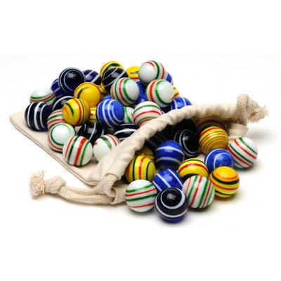 Assorted Stripe Glass Marbles for Solitaire - Set of 33