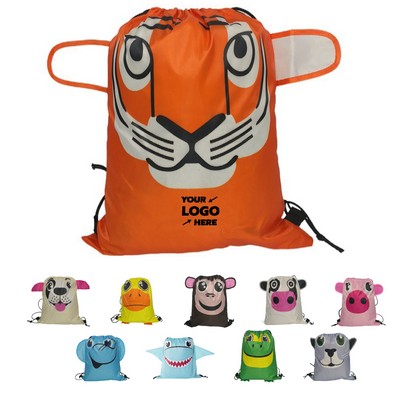 Dog Pattern Drawstring Backpacks for Kids