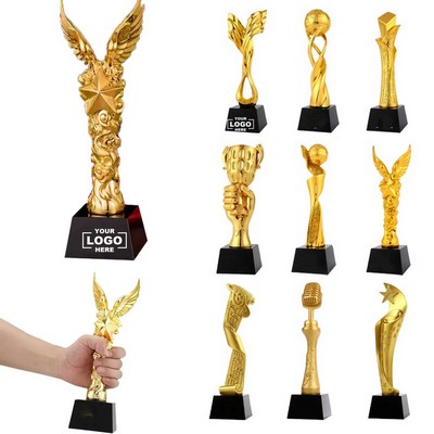 Personalized Gold Plated Resin Trophy Awards, Various Made for Event Competitions