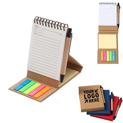 ECO Stand Spiral Notepad with Stickyflags & Pen