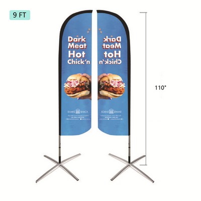 9' Advertising Feather Flag Single Sided Flag Pole Kit Set Banner Flag Kit