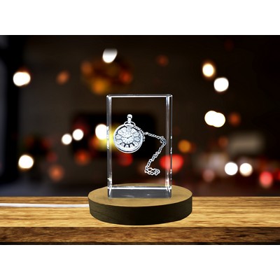 Vintage Pocket Watch Crystal Trophy Award w/LED Base