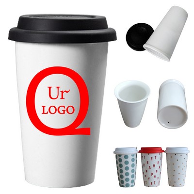 12Oz Double Layer Insulated Mug W/ Lid