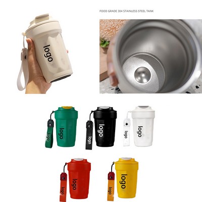 15 Oz. Stainless Steel Insulated Coffee Tumbler w/Carrying Strap