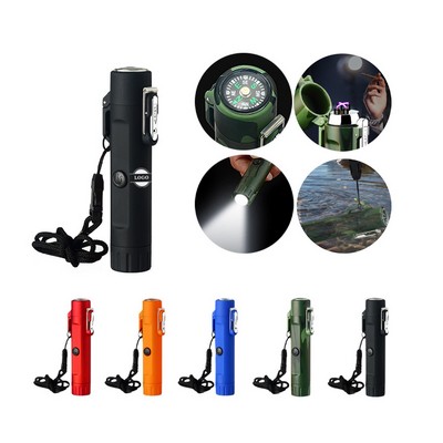 Multi Functional Flashlight With Compass And Lighter