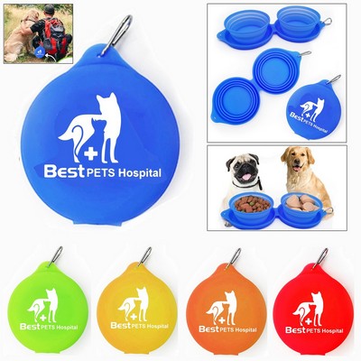 Silicone Twin Bowls for Pets with Carabiner