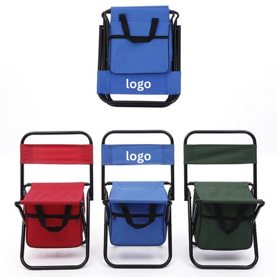 Compact Folding Cooler Stool With Backrest