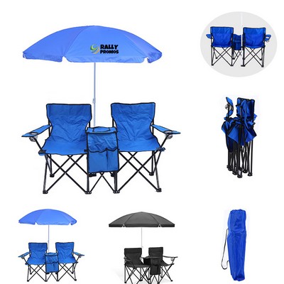 Portable Beach Umbrella Foldable Chair with Cooler Bag