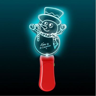 Christmas Snowman Glow Stick Custom Shaped Glow Sign Handheld Light Up Stick
