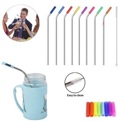 10.47" Bend Protector Metal Straw w/Brush