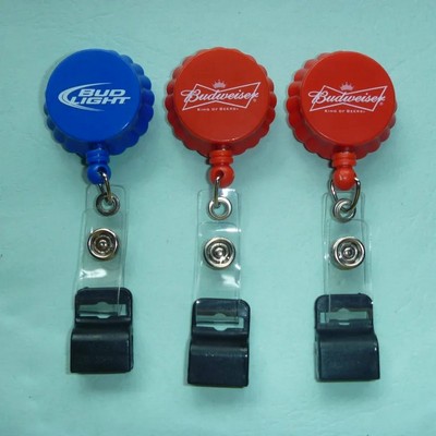 Beer Cap Shaped Retractable Badge Holder Clip