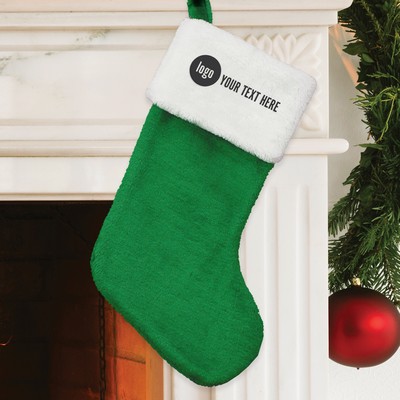 Embroidered Corporate Green Plush Stocking