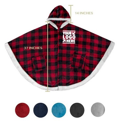 Two-Pocket Velvet Hooded Casual Cloak Cape