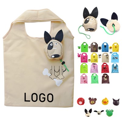 Eco-Friendly Polyester Custom Cute Animal Reusable Foldable Shopping Grocery Tote Bag