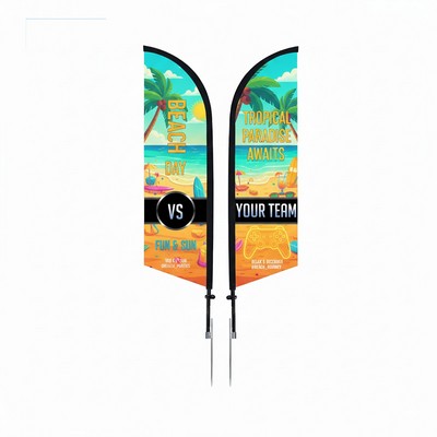 11' Custom Feather Flag Kit - Double Sided W/Spike Base