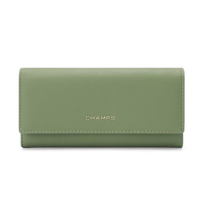 Champs Luggage Green Rfid Trifold Wallet Size 4"X7.5"X1"