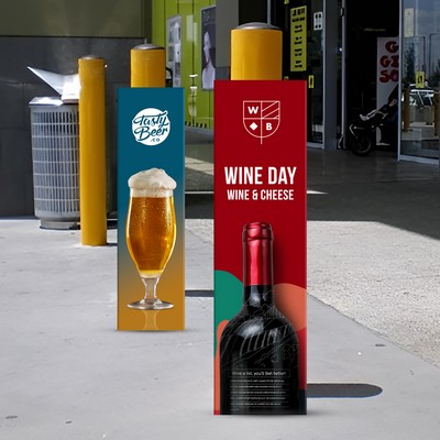 Bollard Cover - 36" Tall - 3 Sided Coroplast - Custom Print Graphics - Small Size