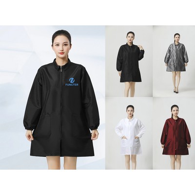 Salon Smock Professional Stylist Jacket Waterproof Haircut Cape Barber Apron-Lapel Style
