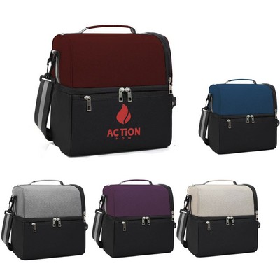 Insulated Lunch Cooler Bag &Pockets & Shoulder Strap