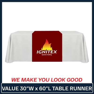 Value 30"W x 60"L Table Runner Full Color Print Dye Sublimation (Full Coverage Dye Sublimation)