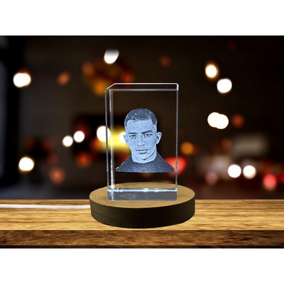Jack Kerouac 3D Engraved Crystal Trophy w/LED Base - Literary Art Tribute