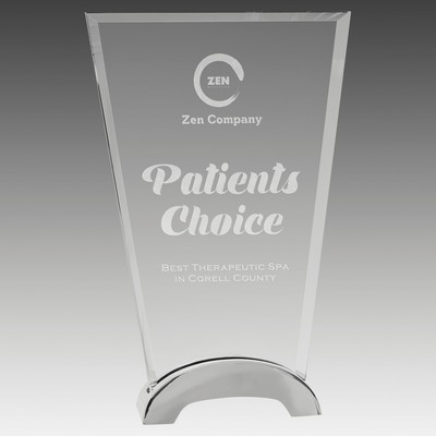 Fan Platinum Glass with Arch Metal Base