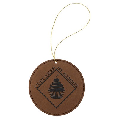 Round Leatherette Ornament with String