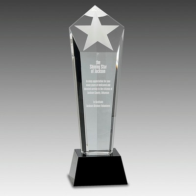 Crystal Frosted Star Column on Pedestal Base