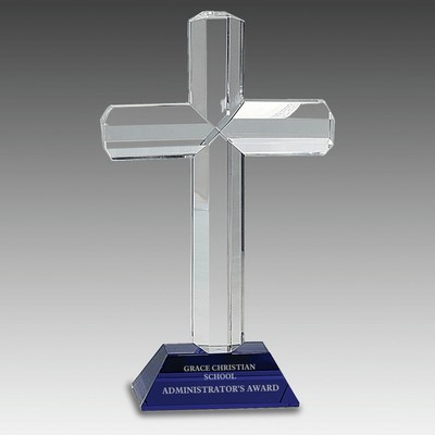 Crystal Cross on Pedestal Base