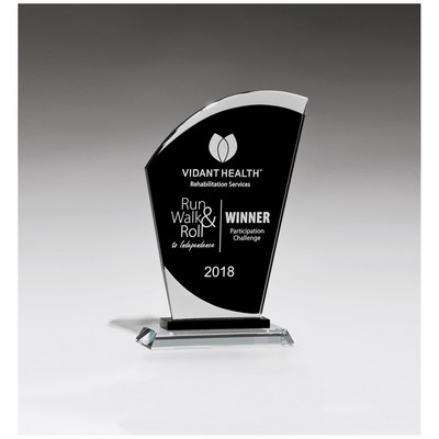 Sail Shaped Glass Award with Center