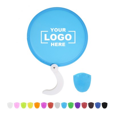 Fold Hand Fan with Handle and Pouch