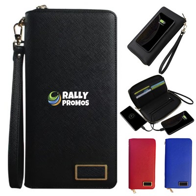 Portable USB Charging PU Leather Smart Power Bank Wallet