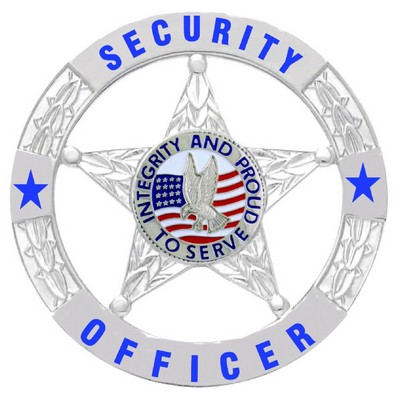 Security Officer Silver 5-Point Star Circular Badge