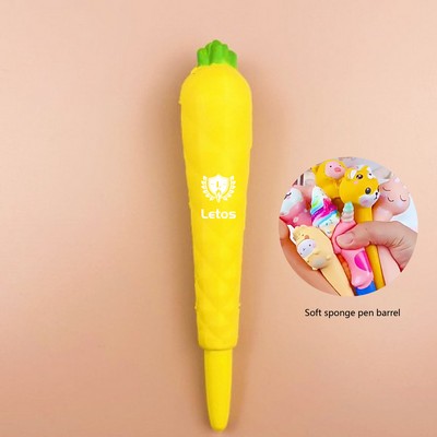 Pineapple Stress Reliever Pen 2" 1 Squeeze Toy Pen PU Foam Gel Ink Pen